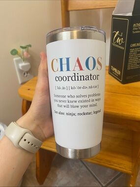Gift for teachers ‘CHAOS Coordinator’ Tumbler - White with Multicolor